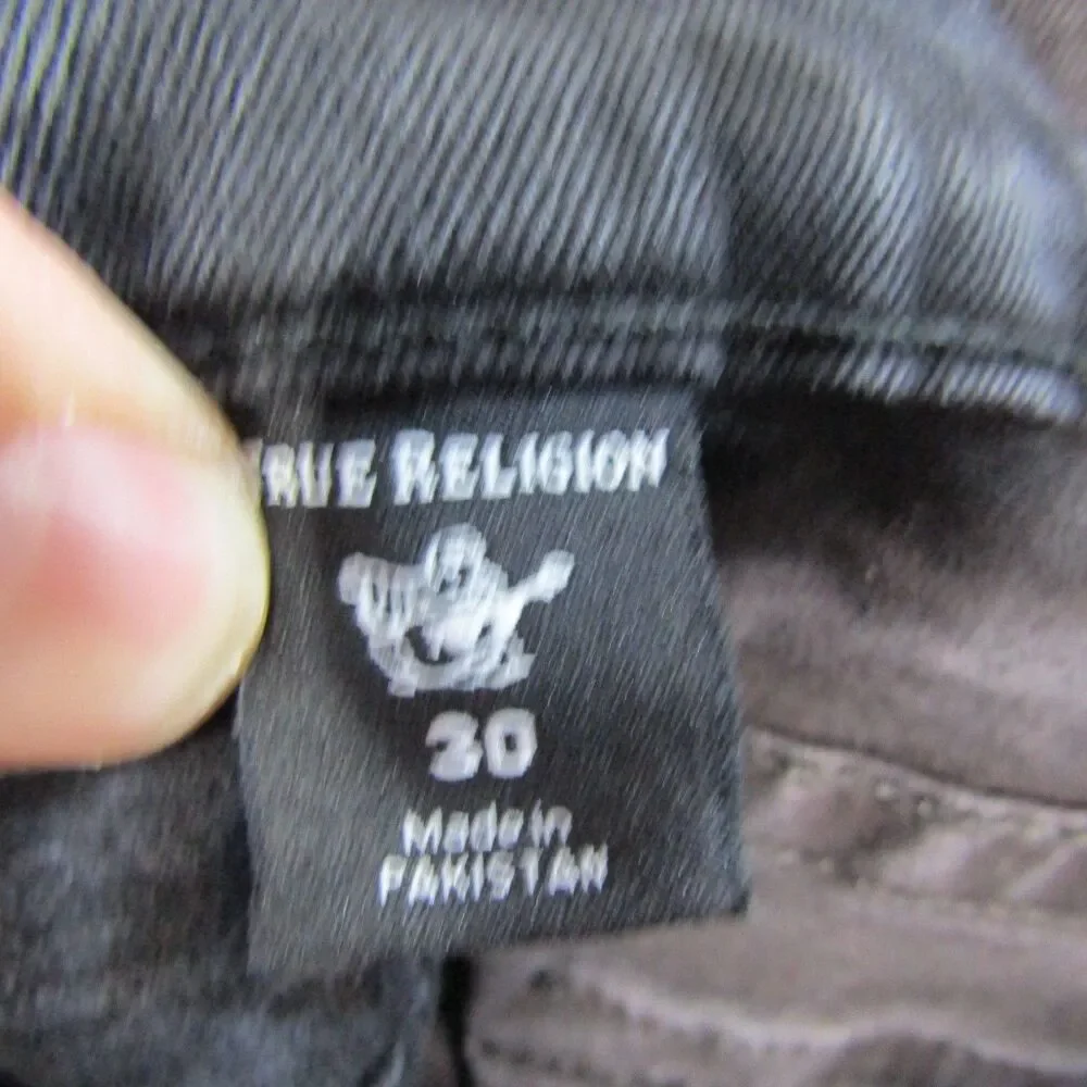 True Religion Ricky Relaxed Straight Jeans Men's Size 30 Black Washed Denim